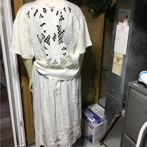 Jenna Linen Lace Shirt & Skirt Off White
